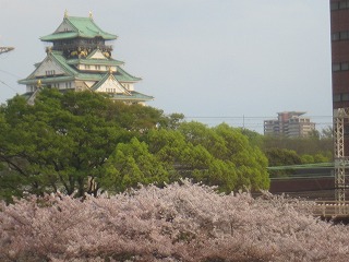 大阪城を望む