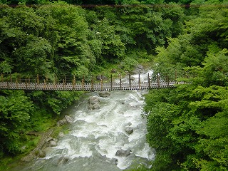 五家荘・樅木の吊橋の風景