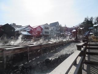 草津温泉・湯畑の風景