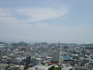 島原城から見た島原市街地の俯瞰風景