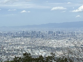 生駒山上から見た大阪市街地の風景