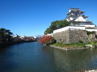 岸和田城、初冬の快晴の下の風景